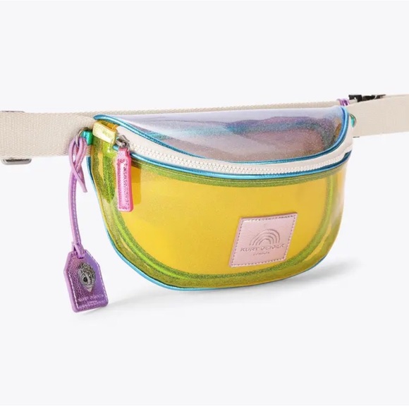 Kurt Geiger Handbags - Kurt Geiger Yellow and Purple Vinyl Belt Bag